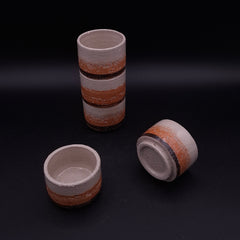 Handmade Ceramic Cup – Citrus-Peel Texture & Black Line, 100 ml