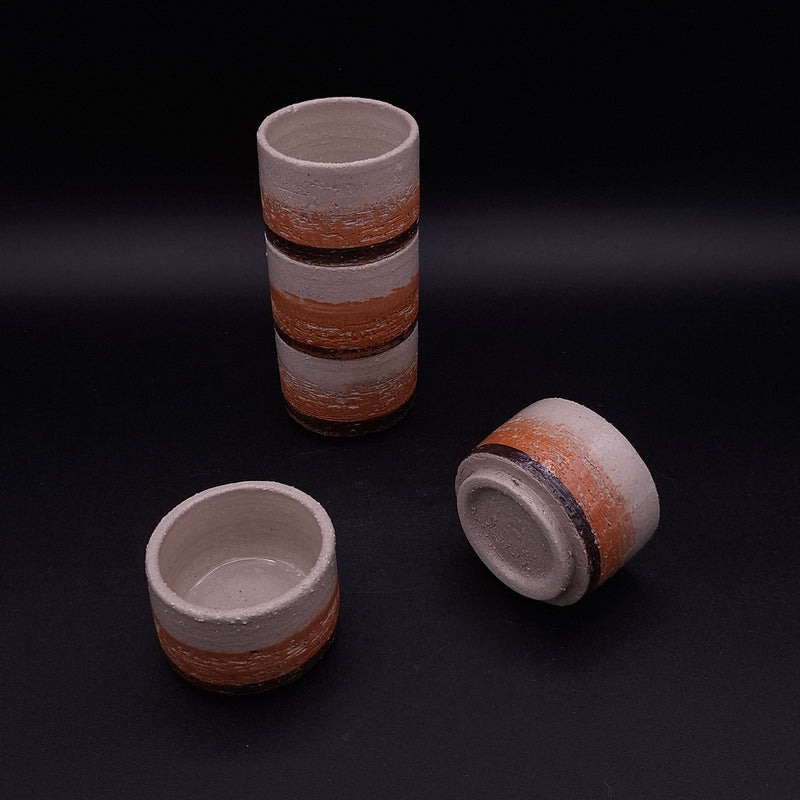 Handmade Ceramic Cup – Citrus-Peel Texture & Black Line, 100 ml