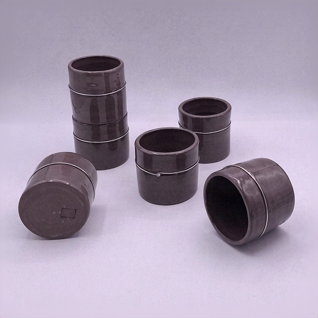 Anthracite Stoneware Cup, Steel Wire, 150 ml