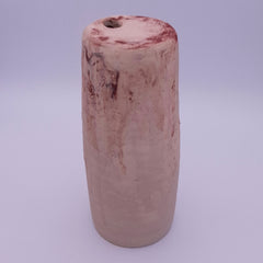 Handmade Rubble Vase I in cream stoneware with natural Portuguese mineral pigment creating irregular rust-coloured marks, photographed against a light background.